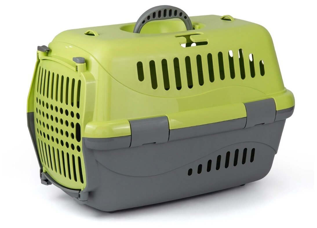 фото 18213 переноска для животных Турне L с пласт. дверцей 54,5*36*34 см зеленая новинка 2022