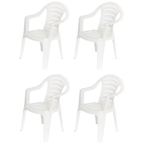 Кресло садовое 56х57х82 см пластик, 4шт., белое.