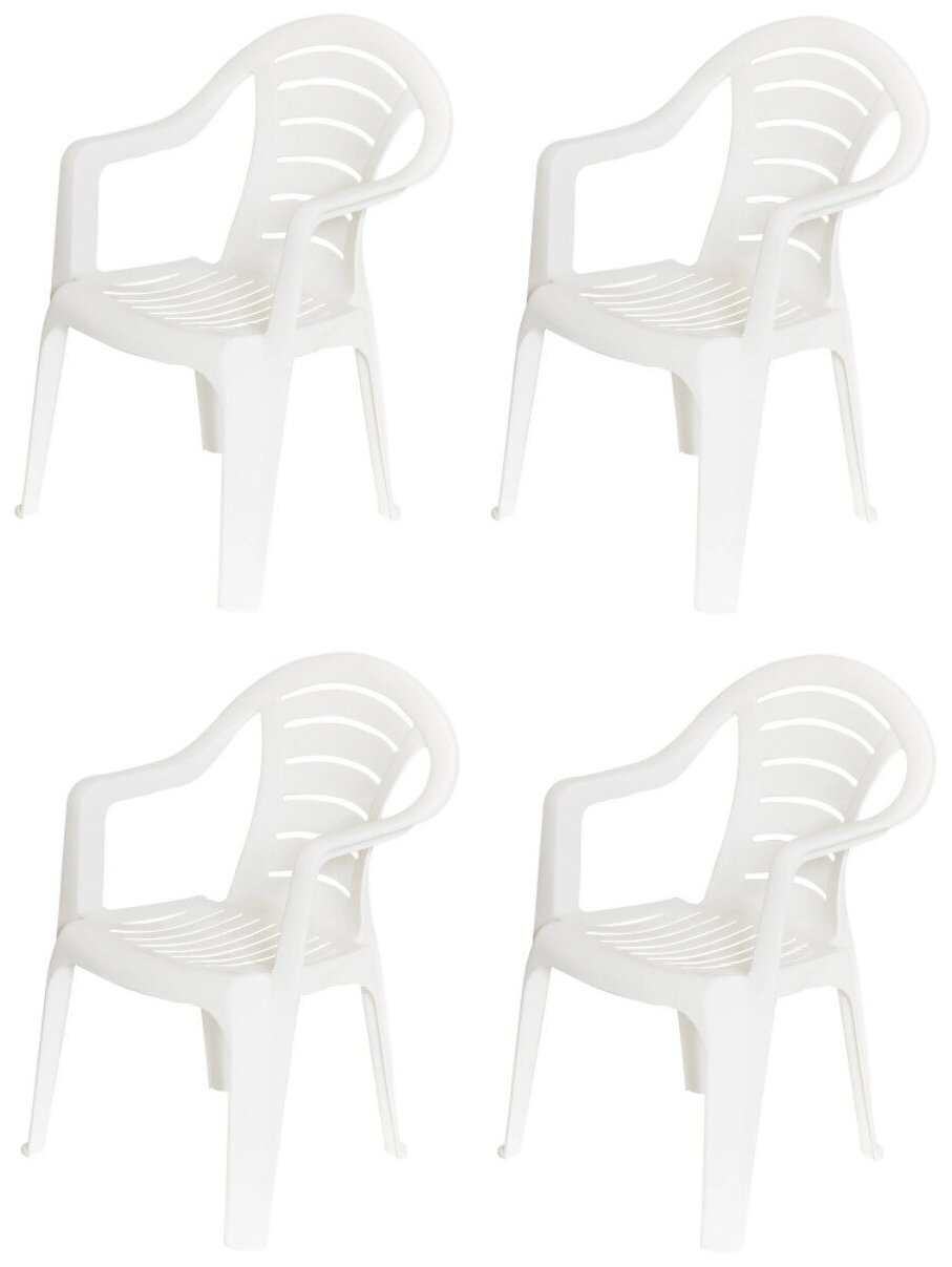 Кресло садовое 56х57х82 см пластик, 4шт., белое. - фотография № 1