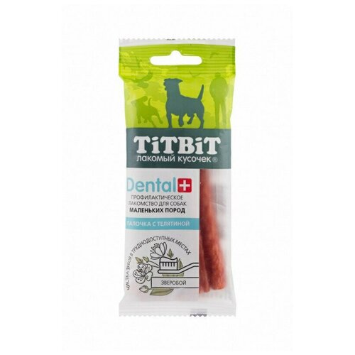 TiTBiT DENTAL 1шт х 20г Палочка с телятиной для собак маленьких пород лакомство для собак маленьких пород dental зубочистка с творогом