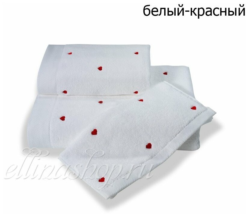 Soft cotton Полотенце Love цвет: белый, красный (50х100 см) - фотография № 2