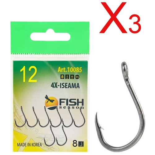 фото Набор!!! крючок 4x-iseama-ring с ушком, покрытие bn, размер-12, 24шт/3уп fish season