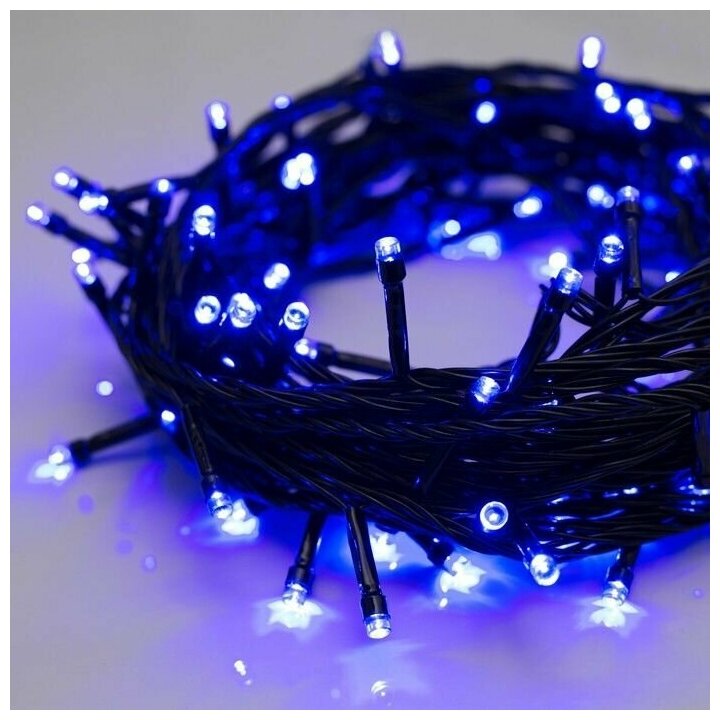 Электрогирлянда уличная Нить "Мерцание" 120 ламп цвет синий длина 11 м провод черный
