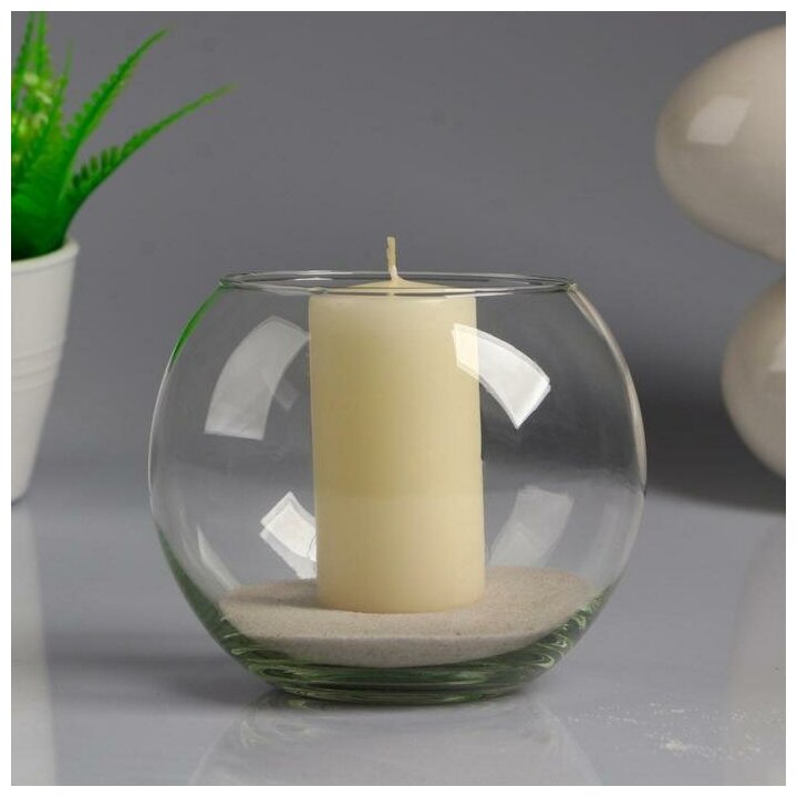 Ваза-шар "Классика" с белой свечой 12×10 см 9 ч стекло