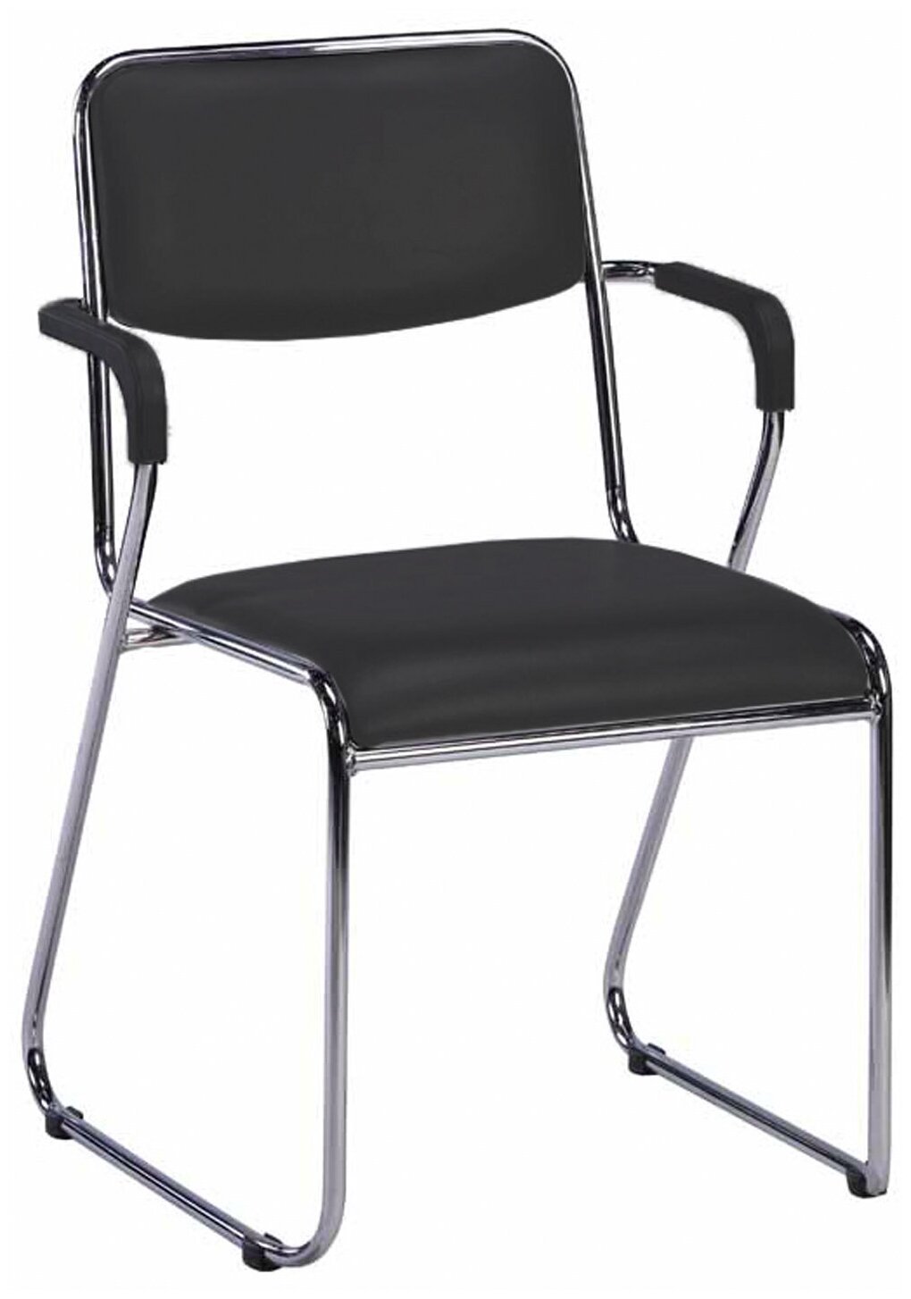 Кресло Everprof Кресло для посетителей Everprof Fix Plus Chrome Экокожа Черный