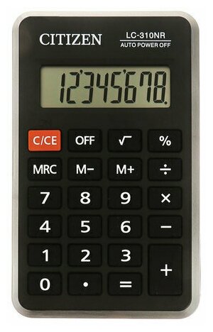 Калькулятор CITIZEN карманный LC-310N, 8 разрядов, питание от батарейки, 115×69 мм, оригинальный