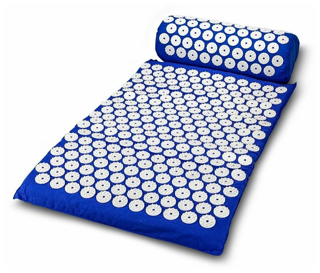 Массажный коврик Аппликатор Кузнецова с подушкой синий 42х68 см
