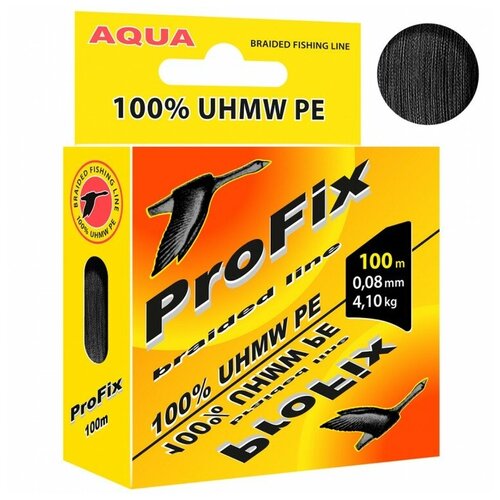 плетеный шнур aqua profix black 0 18mm 100m Леска плетеная Aqua ProFix Black 0.08 100м