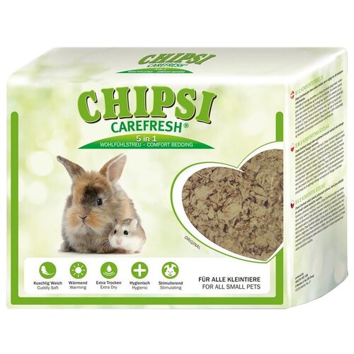 Наполнитель-подстилка Chipsi CareFresh Original для мелких домашних животных, бумажный, 5 л