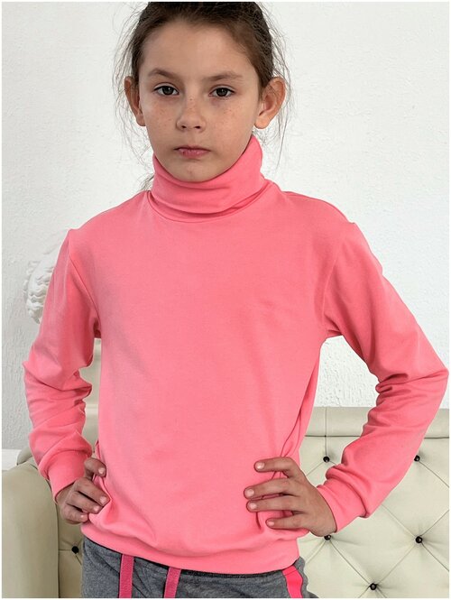 Джемпер радуга дети, длинный рукав, размер 34/134, розовый