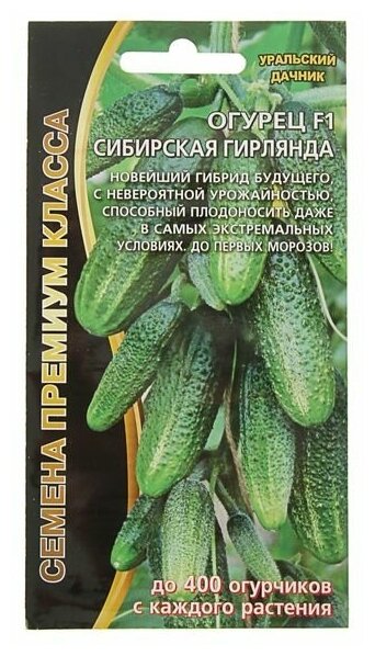 Семена Огурец "Сибирская Гирлянда" F1 скороспелый, партенокарпический, 5 шт
