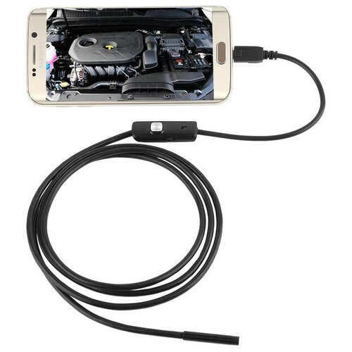 Эндоскоп для смартфона Андроид и компьютера водонепроницаемый InnoZone 480P 7мм гибкая камера, подсветка, длина 1м, для автомобиля и бытовых нужд