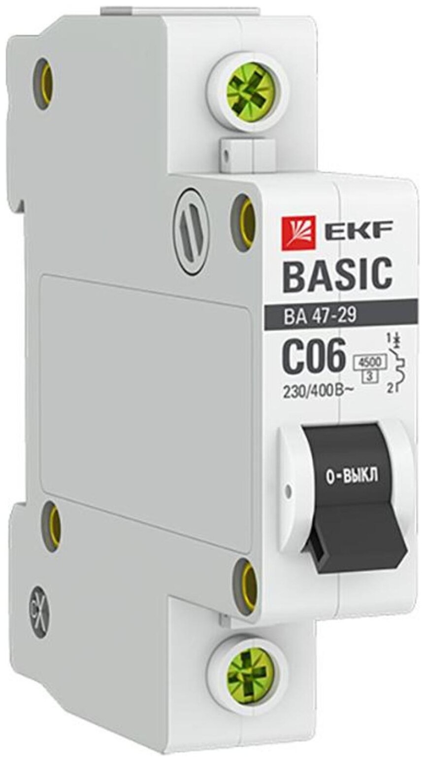 Автоматический выключатель EKF ВА 47-29 1P (C) 4,5kA 6 А