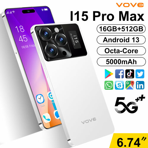 Смартфон i15 Pro Max с 512 ГБ памяти поддерживает русский язык игровой телефон 10200₽