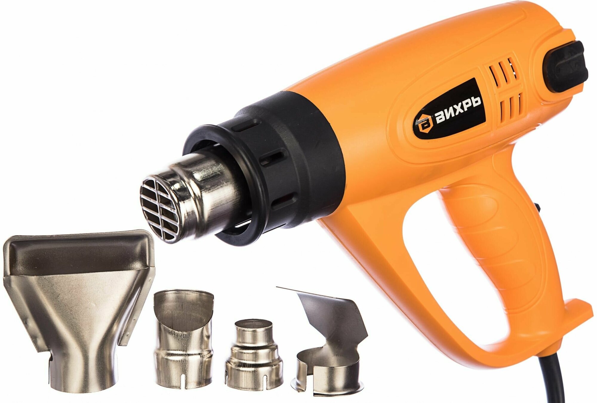 Термопистолет Вихрь ТП-2000, ступенчатая регулировка температуры, 4 насадки, защита от перегрева — фото 1