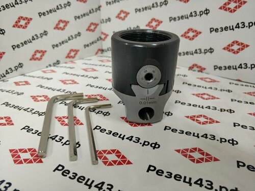 Изображение товара Расточная головка F1 с микрометрической подачей под резцы 12 мм, с резьбой под хвостовик