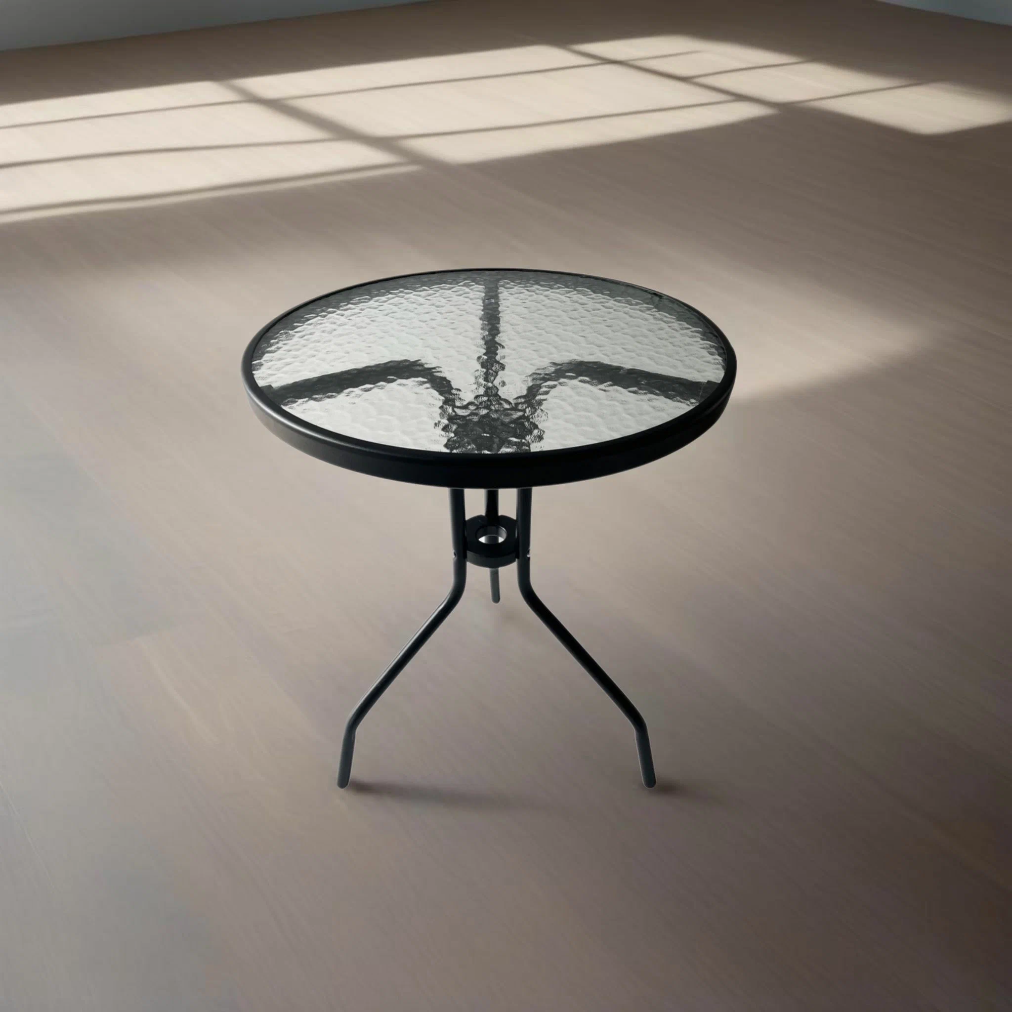 фото Стол садовый стальной круглый для сада и дома, 55*55*70см, диаметр 55см, закаленное стекло, кухонный стоик, стол для дачи