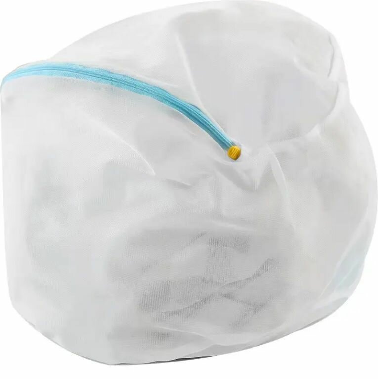 Мешок для стирки AMG4, с застежкой-молнией и фиксатором, 100% полиэстер, белый, 28см x 25см x 24см — фото 1