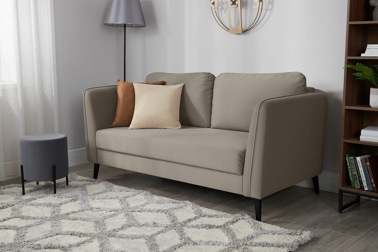 Диван-кровать SCANDICA Аликанте мини, 178х90х101 см, обивка велюр, цвет бежевый — фото 1