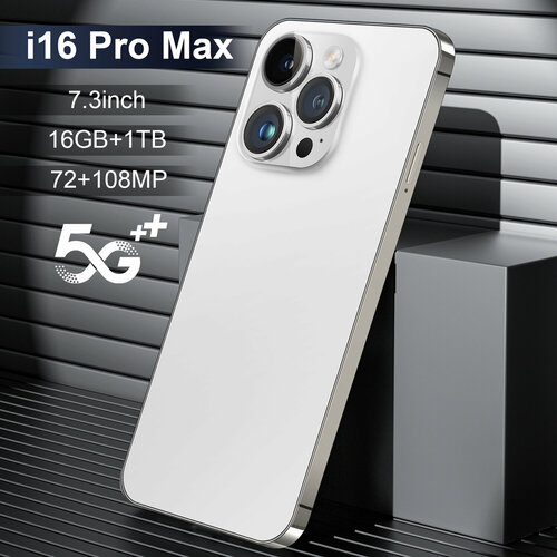 Смартфон i16 Pro Max 73 Капсульный экран 161TB Android Dual SIM Dual Standby Игровой подарок белый 6354₽