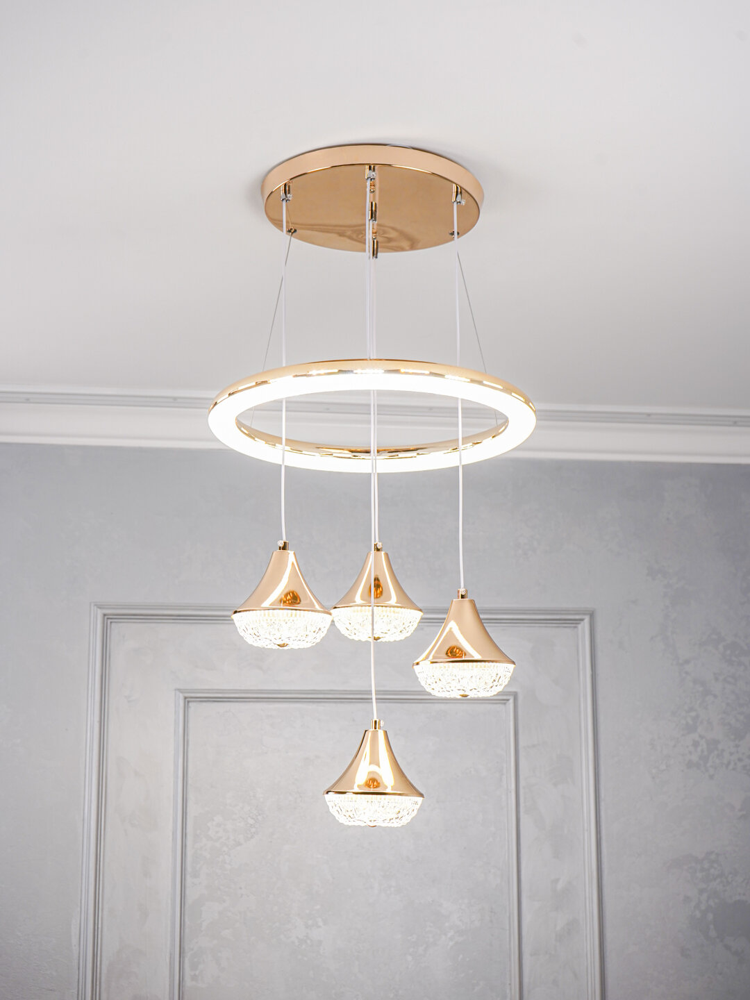 Люстра светодиодная, LED, 4 вида, в детскую, спальню, Золотой — фото 1