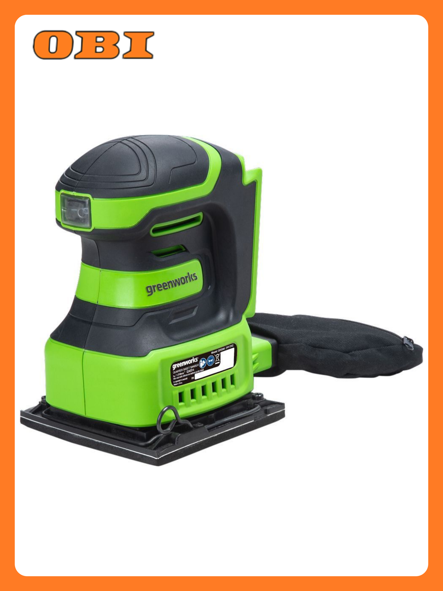 Шлифмашина GREENWORKS G24SS14 пылесборник 24В без аккумулятора