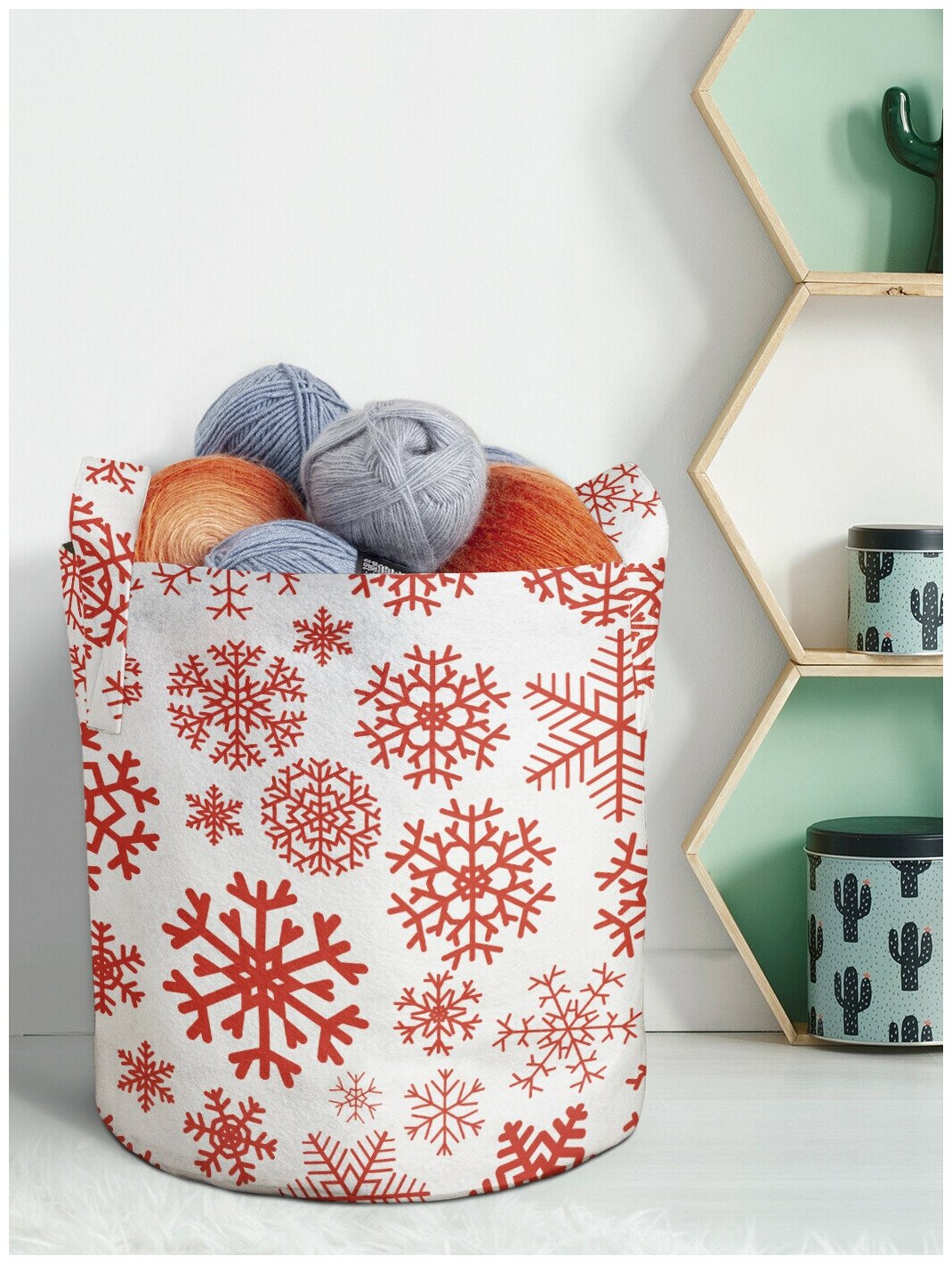 Текстильный мешок горшок для рассады и цветов, из войлока гроубэг JoyArty "Снежинки зимой" 19 л