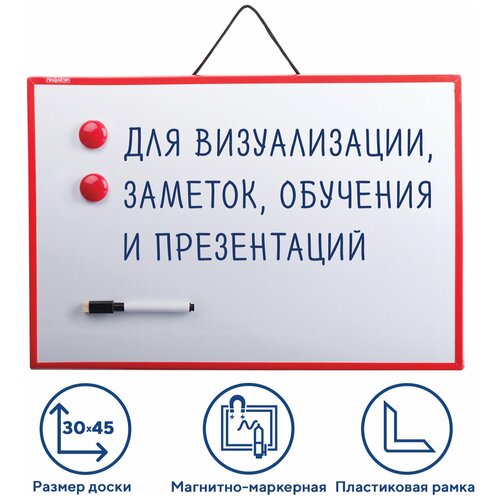 Доска магнитно-маркерная 30х45 см гарантия 10 ЛЕТ пифагор 231719 2361₽