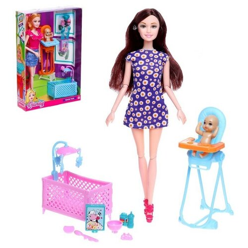 Кукла-модель шарнирная «Мама Стефания» с малышом, мебелью и аксессуарами, микс
