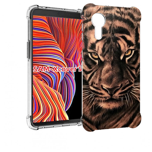 Чехол MyPads злой-большой-тигр для Samsung Galaxy Xcover 5 задняя-панель-накладка-бампер