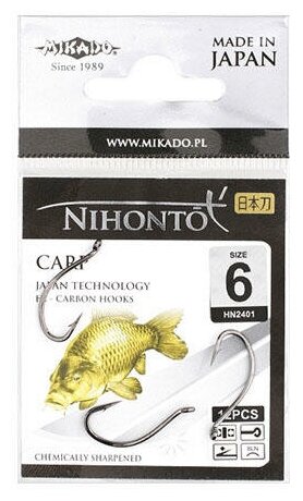 Крючки Mikado NIHONTO - CARP № 6 BN (с ушком) ( 12 шт.)