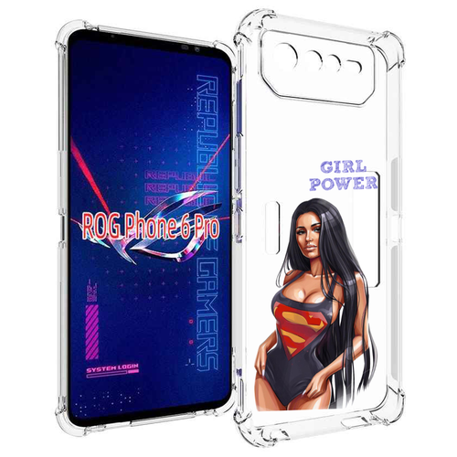 Чехол MyPads Девушка-супермен женский для Asus ROG Phone 6 Pro задняя-панель-накладка-бампер