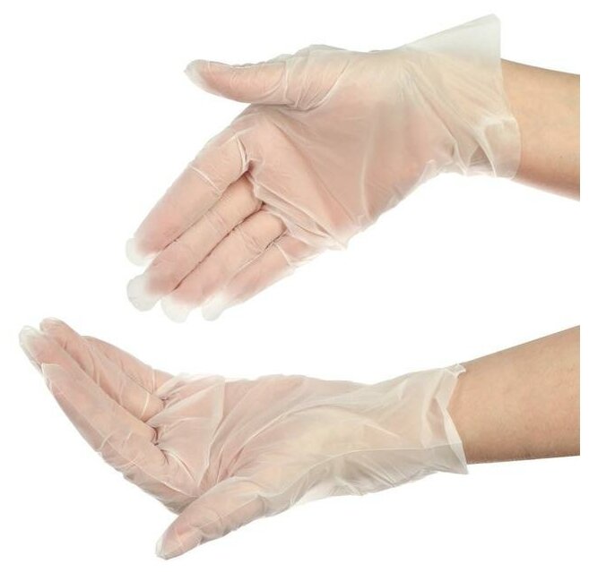 Перчатки одноразовые VINYLTEP, прозрачные, размер L, 100 шт