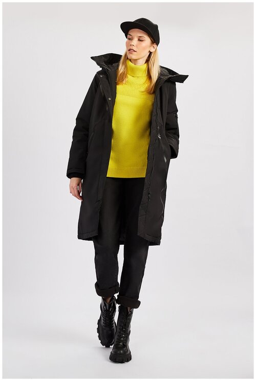 куртка  Baon, демисезон/зима, силуэт прямой, подкладка, манжеты, карманы, капюшон, стеганая, утепленная, вентиляция, водонепроницаемая, ветрозащитная, размер 42, черный