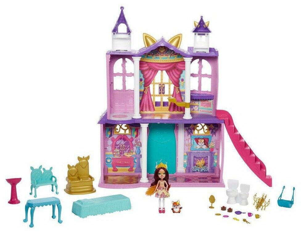 Дом для кукол Enchantimals Семья Бал в королевском замке с куклой, мебелью и аксессуарами