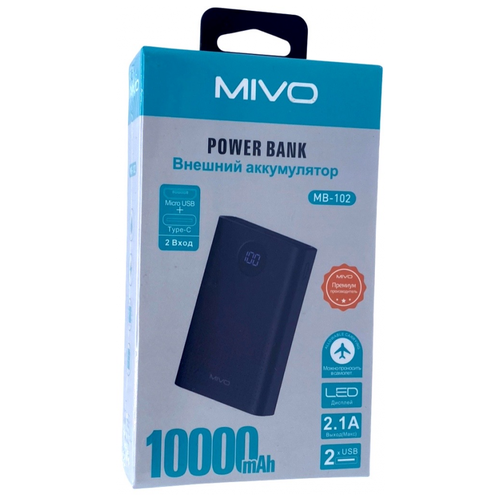 Внешний аккумулятор MIVO MB-102 10000 mAh