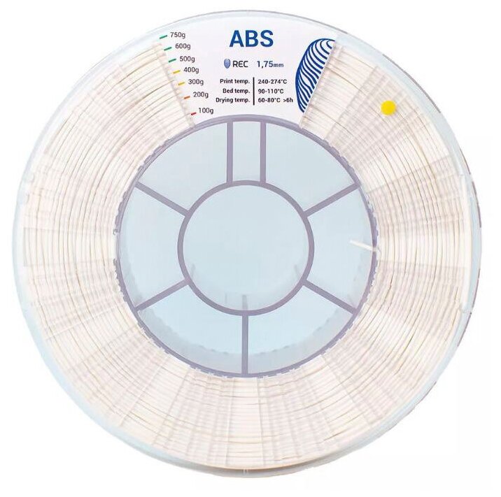 ABS белый 750 гр. 1.75 мм пластик REC для 3D принтера