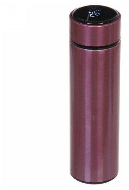 Термос 500мл «Стиль» с датчиком температуры и ситом, розовый перламутр - фотография № 1