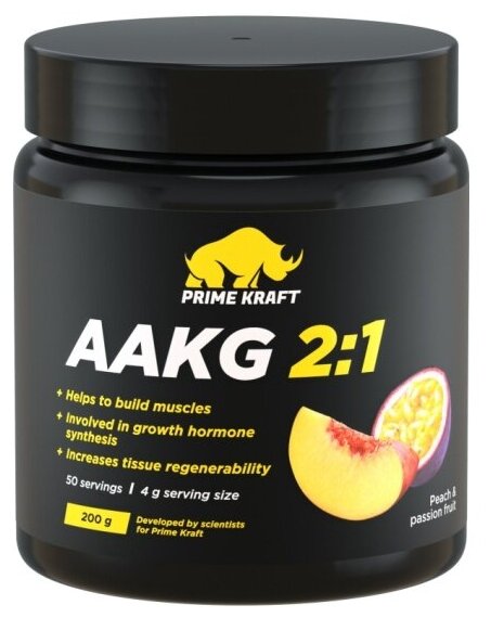 Аминокислоты Prime Kraft AAKG 2:1 (персик-маракуйя), банка, 200 гр.