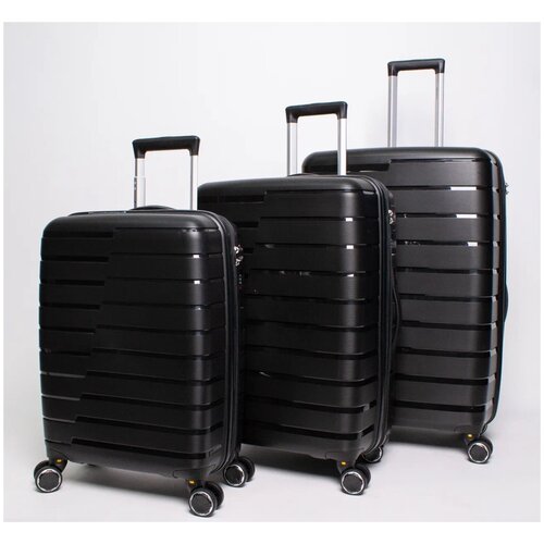 Набор чемоданов Impreza Shift чёрного цвета 3 штуки со съемными колесами и расширением