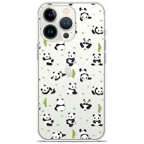 Силиконовый чехол на Apple iPhone 13 Pro Панды / для Эпл Айфон 13 Про