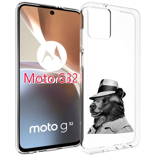 Чехол MyPads медведь в шляпе для Motorola Moto G32 задняя-панель-накладка-бампер