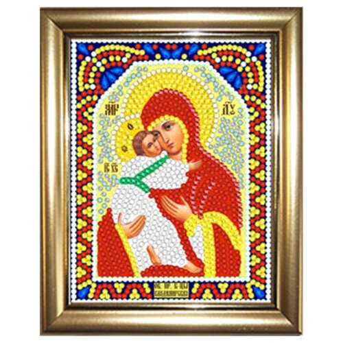 Алмазная мозаика Богородица Владимирская 10,5Х14,5см в подарок золотая рамка для готовой работы алмазная мозаика богородица неупиваемая чаша 10 5х14 5см в подарок золотая рамка для готовой работы