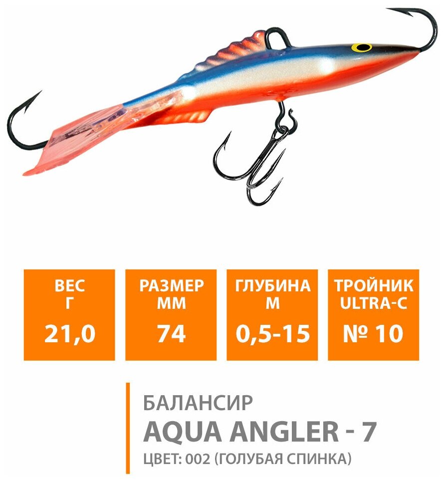Балансир для зимней рыбалки AQUA Angler-7 74mm 21g цвет 002