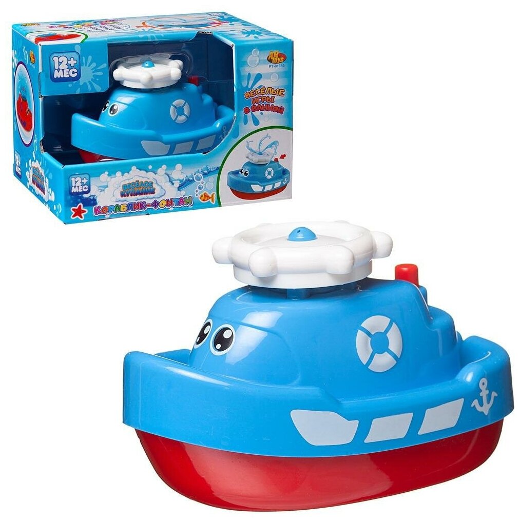 Игрушка для ванной Abtoys Веселое купание Кораблик голубой на батарейках PT-01346/голубой