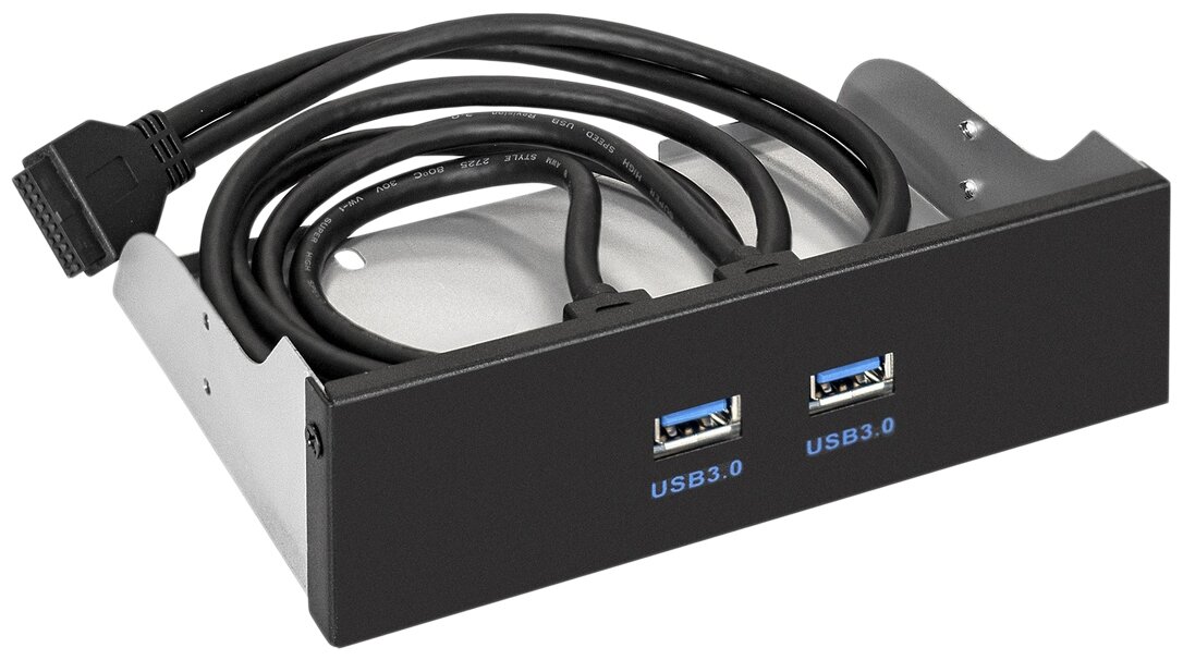 Планка USB на переднюю панель ExeGate U5H-615, 5,25 , 2*USB3.0, черная, металл, подсоед. к MB OEM (127616)