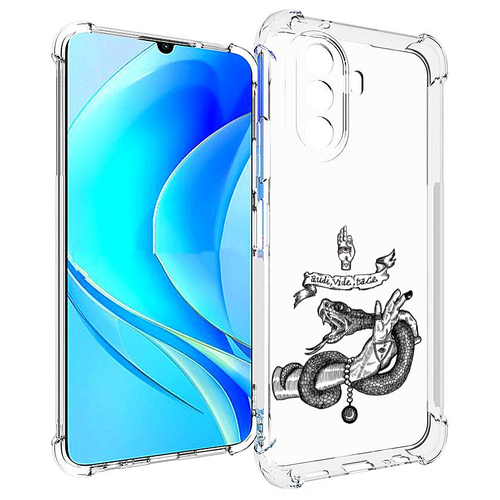 Чехол MyPads змея на руке рисунок для Huawei Nova Y70 / Nova Y70 Plus (MGA-LX9N) / Huawei Enjoy 50 задняя-панель-накладка-бампер чехол mypads страшная змея в мантии для huawei nova y70 nova y70 plus mga lx9n huawei enjoy 50 задняя панель накладка бампер