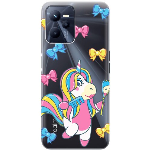 Силиконовый чехол с принтом Lady Unicorn для Realme C35 / Рилми С35 матовый чехол lady unicorn для realme c35 рилми с35 с 3d эффектом бирюзовый