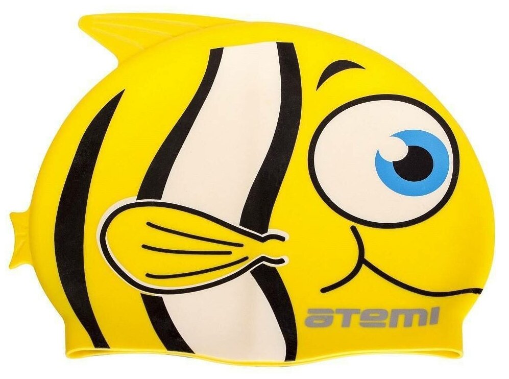 Шапочка для плавания Атеми, силикон (дет.), рыбка-, желт, FC201