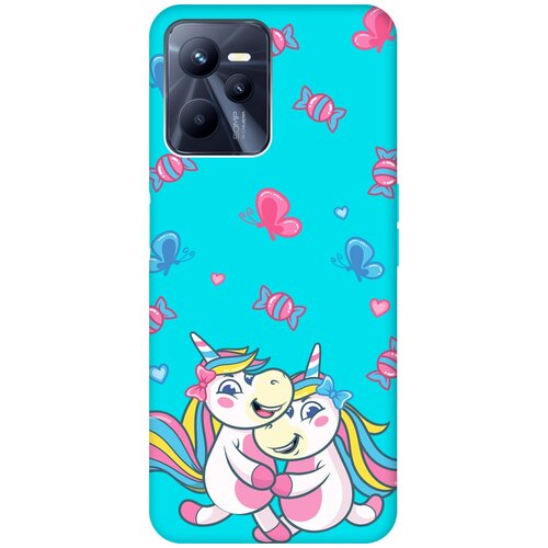 Матовый чехол Unicorns and Candies для Realme C35 / Рилми С35 с 3D эффектом бирюзовый матовый чехол scratchy and wall для realme c35 рилми с35 с 3d эффектом красный